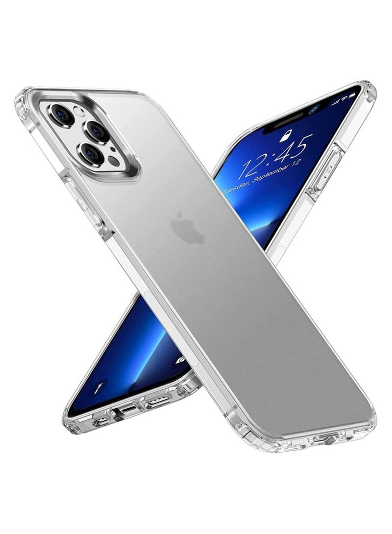 iPhone 13 Pro Case Protective [Military Grade Drop Protection] Frosted Translucent Anti-Drop Hard PC Back with Soft Silicone Edge Slim Thin Cover - Image 1