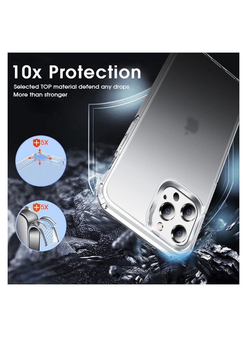 iPhone 13 Pro Case Protective [Military Grade Drop Protection] Frosted Translucent Anti-Drop Hard PC Back with Soft Silicone Edge Slim Thin Cover - Image 2