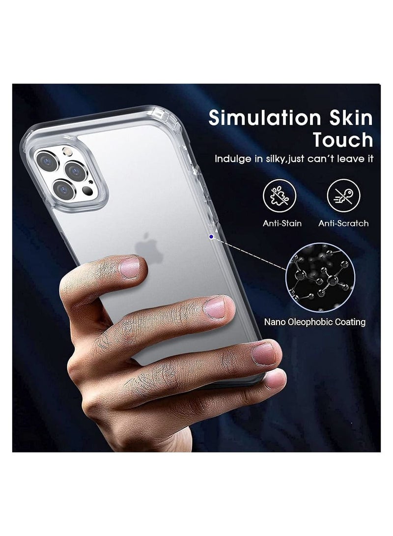 iPhone 13 Pro Case Protective [Military Grade Drop Protection] Frosted Translucent Anti-Drop Hard PC Back with Soft Silicone Edge Slim Thin Cover - Image 5