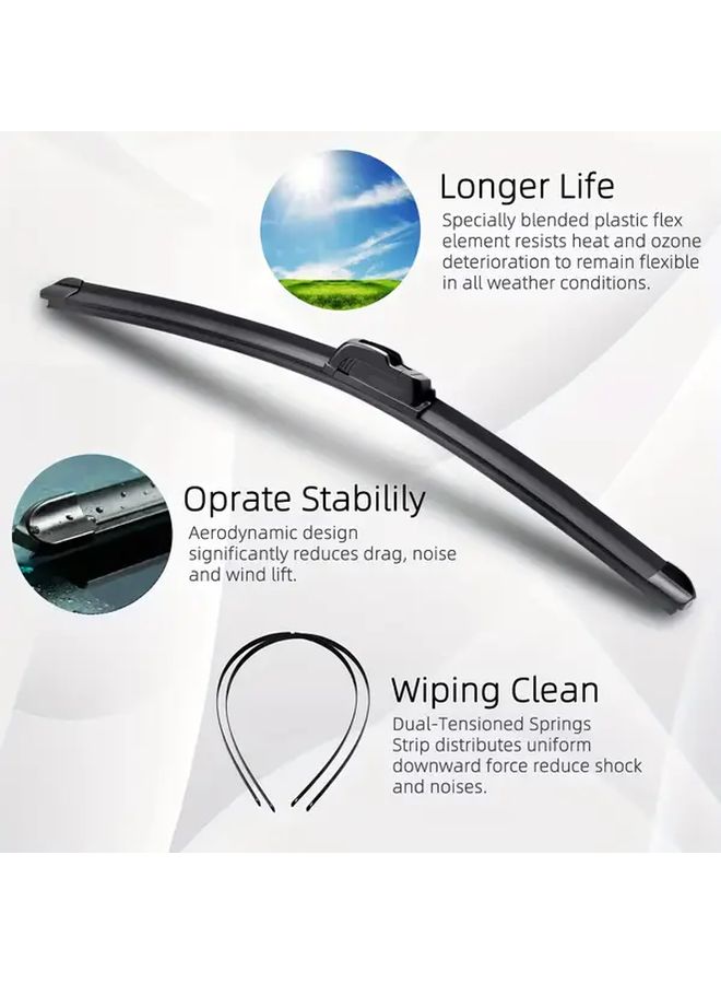 Complete Windshield Wiper Set for Fiat Panda 169 2003 to 2012 Frameless Design - Image 4