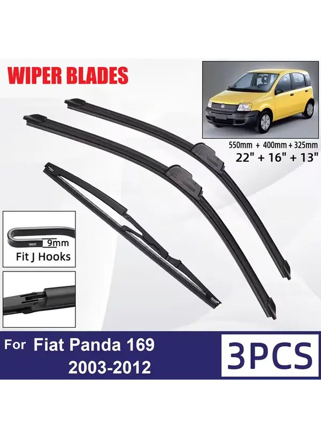 Complete Windshield Wiper Set for Fiat Panda 169 2003 to 2012 Frameless Design - Image 1
