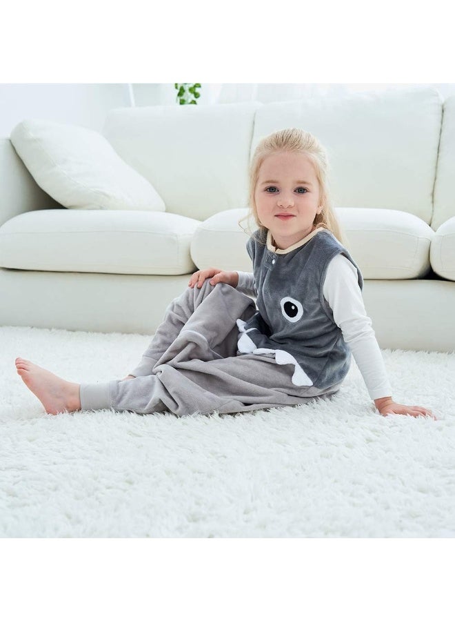 MICHLEY Toddler Sleeping Sack with Feet Newborn Infant Sleeveless Sleeping Bag 2-way Zipper Baby Wearable Blanket for Walkers,Grey Shark,1-3T - Image 2