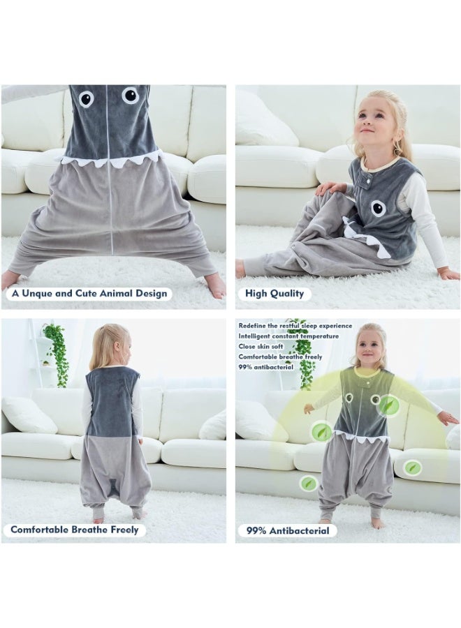 MICHLEY Toddler Sleeping Sack with Feet Newborn Infant Sleeveless Sleeping Bag 2-way Zipper Baby Wearable Blanket for Walkers,Grey Shark,1-3T - Image 5