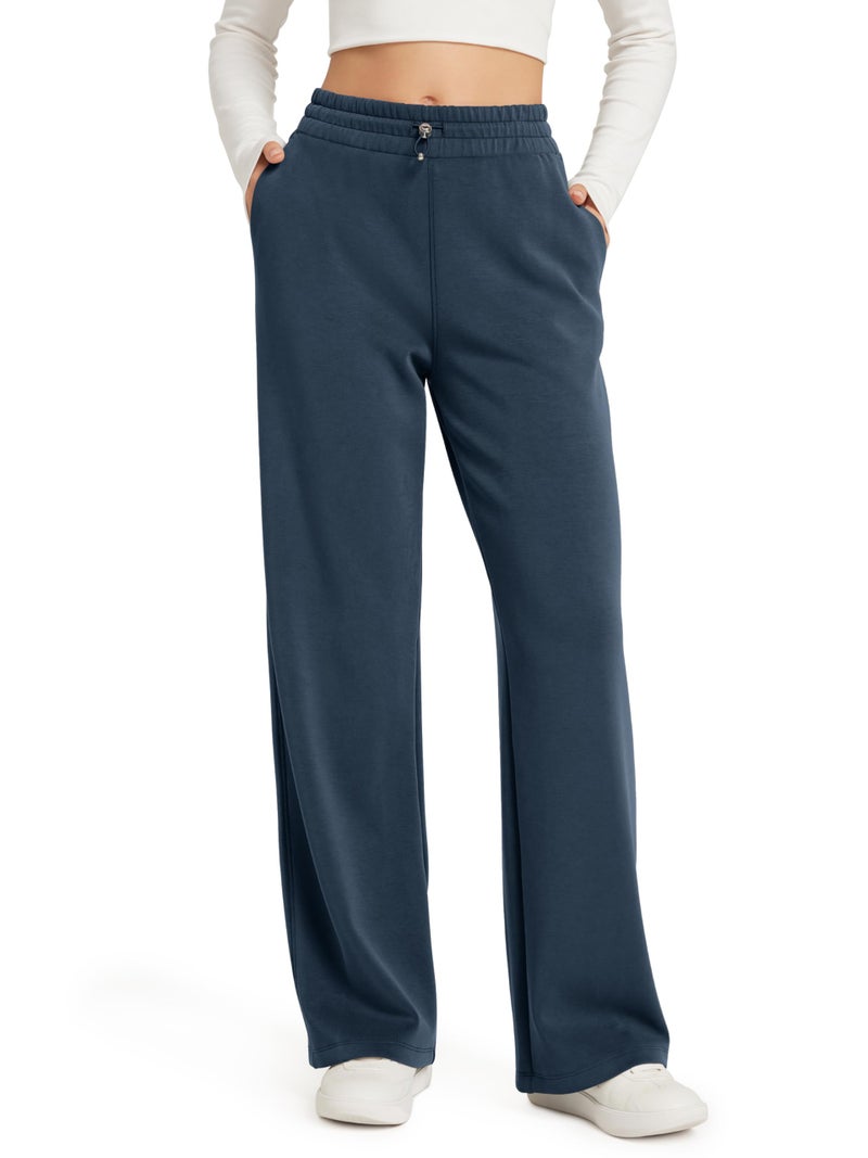 ODODOS Women's Modal Soft Wide Leg Pants with Pockets Adjustable Shockcord High Waist Casual Lounge Pants-31 Inseam, Navy, X-Small - Image 1