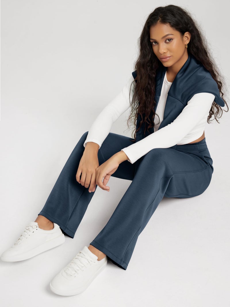 ODODOS Women's Modal Soft Wide Leg Pants with Pockets Adjustable Shockcord High Waist Casual Lounge Pants-31 Inseam, Navy, X-Small - Image 4