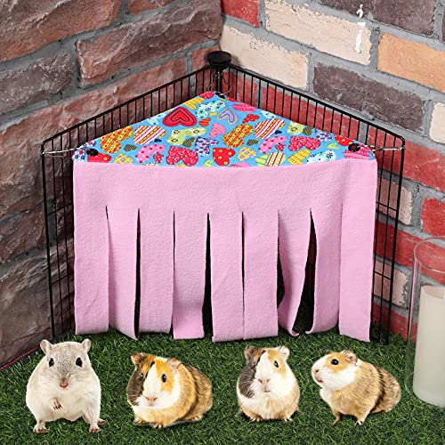Shappy 2 Pcs Guinea Pig Hideout Hideaway Corner Fleece Toys Cage Accessories Cute Ferret Hammock for Ferrets Chinchillas Hedgehogs Small Pets(Grey with Pink, Grey with Purple, Heart-Shape) - Image 5