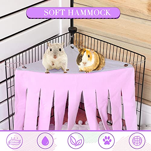 Shappy 2 Pcs Guinea Pig Hideout Hideaway Corner Fleece Toys Cage Accessories Cute Ferret Hammock for Ferrets Chinchillas Hedgehogs Small Pets(Grey with Pink, Grey with Purple, Heart-Shape) - Image 4