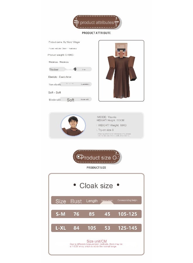 Halloween Villager Costume Children's Funny Cosplay Performance Dress - Image 4