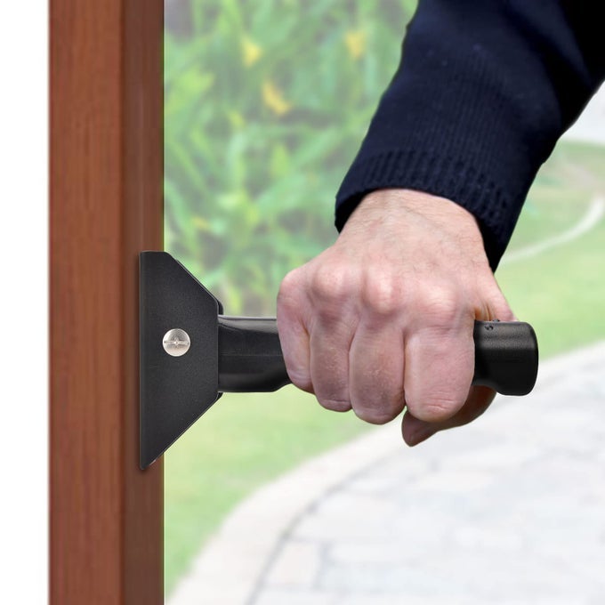 DOORWAY FLIP ASSIST HANDLE DOOR ASSISTANT SUPPORT GRIP HANDLE DOORWAY STAIR ASSIST GRAB BAR FOR ELDERLY OR PEOPLE WHO WITH BALANCE ISSUES SUPPORTS UP TO 300 POUNDS BLACK