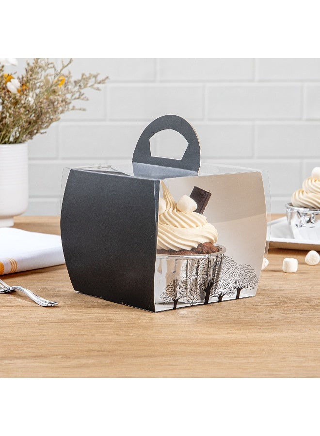 Restaurantware صناديق كب كيك فردية 4 إنش × 4.25 إنش، 100 صندوق كب كيك قابل للتصرف - مع مقبض، تصميم شجرة، حاويات كب كيك بلاستيكية شفافة فردية، للمناسبات مثل حفلات الزفاف أو أعياد الميلاد - Image 4