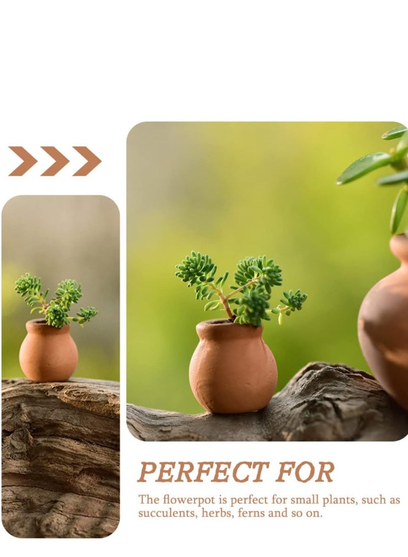 كابتن تيك 8 Pcs Mini Clay Pots Pottery, Planter Flower Terra Cotta for DIY Garden Plants and Office Desktop Windowsill Decoration, for Compact Nursery Wedding Home Succulent  - Image 3