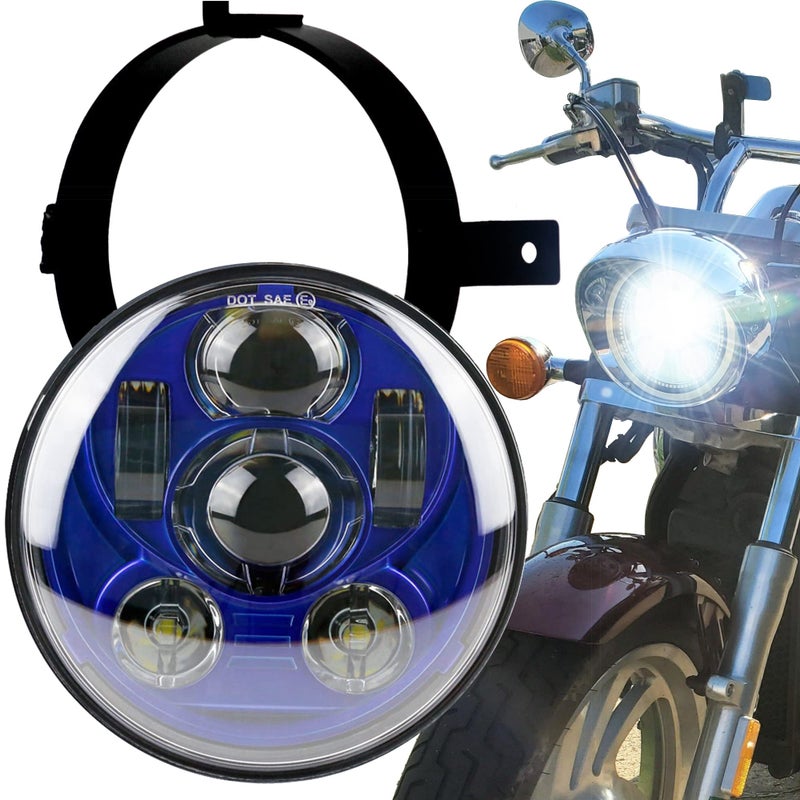 Eagle Lights 575 inch Generation III LED Headlight Kit with Bracket and Hardware Replacement for Honda VTX 1300 1800 Blue