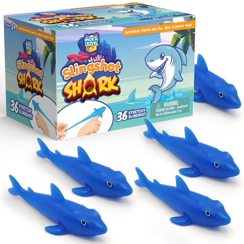 PICK A TOY 36 Pcs Shark Party Favors Stretchy Slingshot Toys Mini Toys Birthday Goodie Bags Stuffers Sea Animal Party Decorations Fish Shooter Game Finger Flicker Easter Basket Stuffer - Image 3