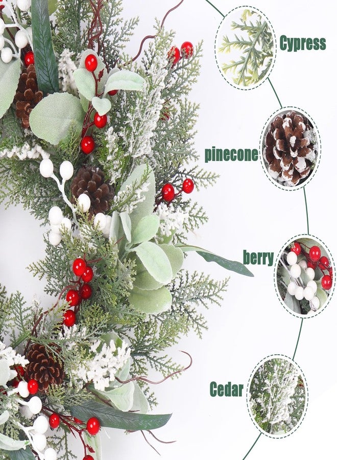lokeisna 22 Inch Christmas Wreath for Front Door, Christmas Wreath with Pinecone, Berry and Cypress, Christmas Door Wreath,Christmas New Year Gift - Image 3