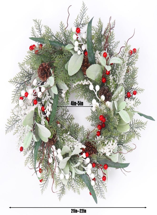 lokeisna 22 Inch Christmas Wreath for Front Door, Christmas Wreath with Pinecone, Berry and Cypress, Christmas Door Wreath,Christmas New Year Gift - Image 2