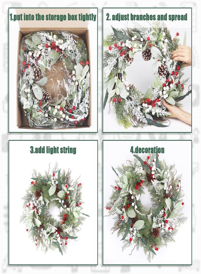 lokeisna 22 Inch Christmas Wreath for Front Door, Christmas Wreath with Pinecone, Berry and Cypress, Christmas Door Wreath,Christmas New Year Gift - Image 4