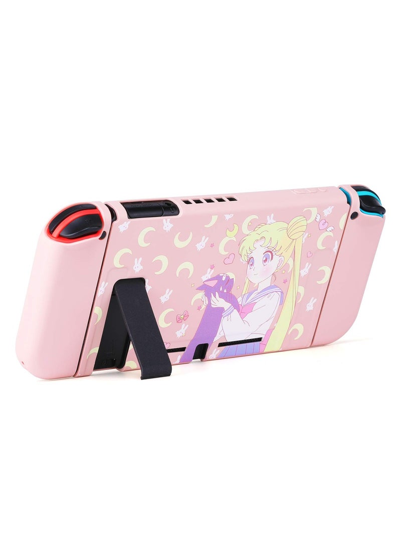 Cute Protective Case for Nintendo Switch - Soft Slim Grip Cover Shell for Console and Joy-Con with Screen Protector, Thumb Grips, Anti-Scratch (Sailor Moon) - Image 2