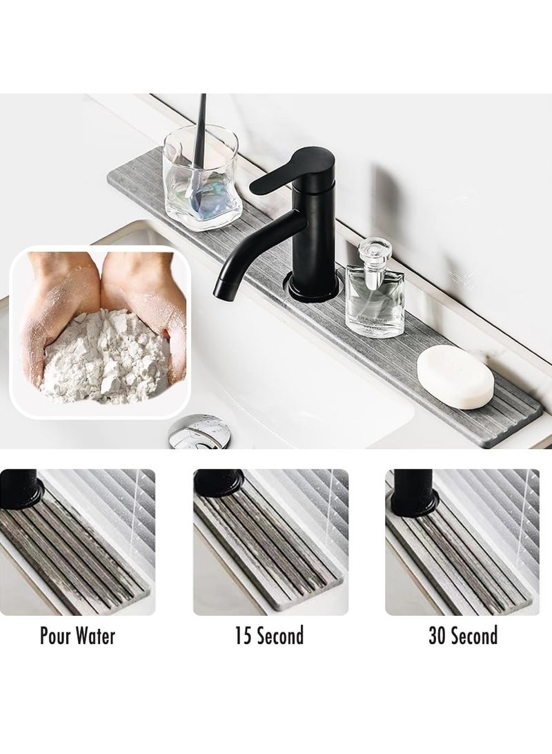 Barakah Diatomaceous Kitchen Faucet Mats, 2 Pack, Quick Dry Splash Guard, Sink Drip Catcher, Absorbent Stone Mat for Bathroom and Bar Sinks - Image 2