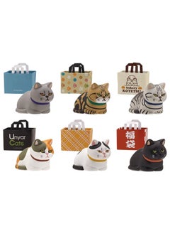 Generic Cute Elephant Slide Cat Box Egg Hamburger Sandwich Cat Fried Shrimp Cat Mini Food Play Ornaments Toy Doll-color:6 Paper Bags Of Cats In Box  - Image 1
