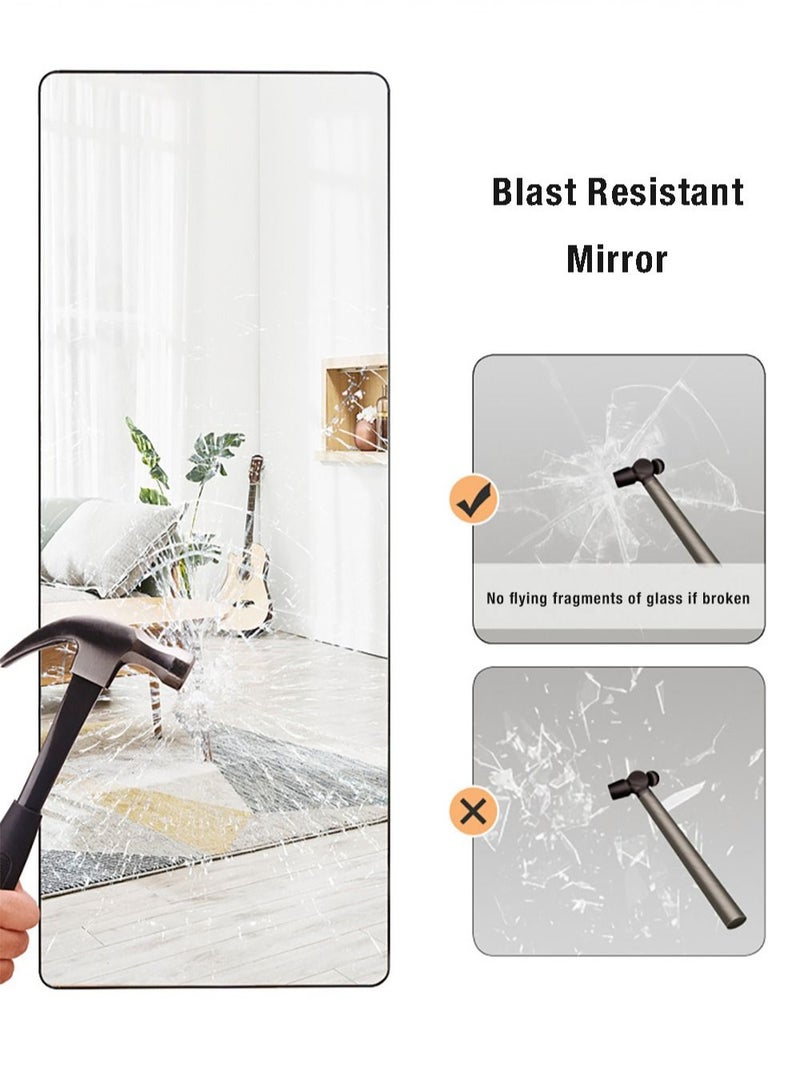 Merry Moments Modern Full Length Mirror Standing Hanging or Leaning Against Wall Rectangle Mirror Floor Mirror Dressing Mirror Wall-Mounted Mirror Aluminum Alloy Thin Frame Luxury Gold 60x165cm Rounded Corner 1 pcs - Image 4