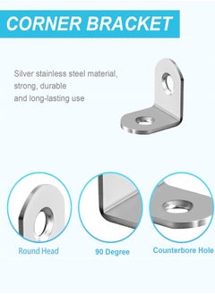 Generic L Bracket Corner Brace, 20pcs Stainless Steel L Brackets Right Angle Bracket with Screws for Wooden Shelves, Chairs, Tables, Dressers, Furniture  - Image 4