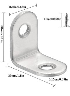 Generic L Bracket Corner Brace, 20pcs Stainless Steel L Brackets Right Angle Bracket with Screws for Wooden Shelves, Chairs, Tables, Dressers, Furniture  - Image 2