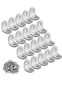Generic L Bracket Corner Brace, 20pcs Stainless Steel L Brackets Right Angle Bracket with Screws for Wooden Shelves, Chairs, Tables, Dressers, Furniture  - Image 1