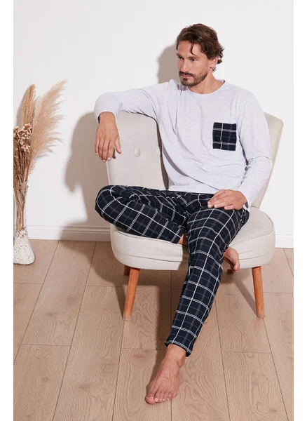 Buratti Plaid Pocket Elastic Waist 100% Cotton Regular Fit Pajama Set Men's Pajama Set 6572001