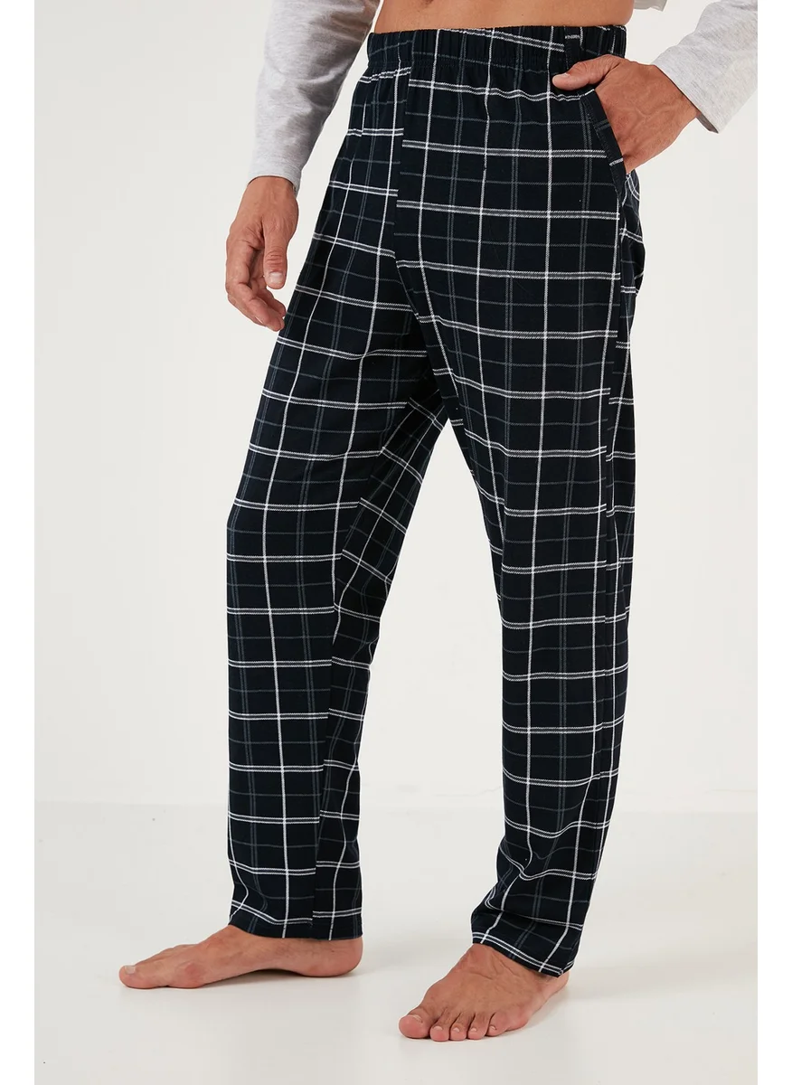 Buratti Plaid Pocket Elastic Waist 100% Cotton Regular Fit Pajama Set Men's Pajama Set 6572001
