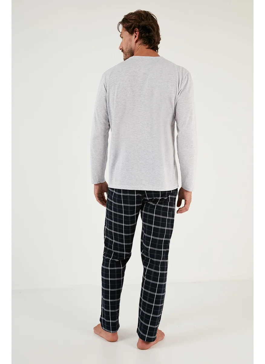 Buratti Plaid Pocket Elastic Waist 100% Cotton Regular Fit Pajama Set Men's Pajama Set 6572001