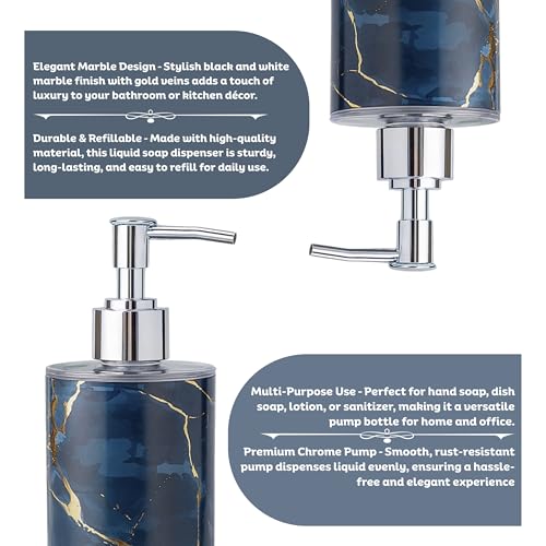 Emoh Roced Liquid Soap Dispenser 250ML – Refillable Unbreakable Plastic Bottle for Handwash, Sanitizer, Lotion, Shampoo – Bathroom, Kitchen, Sink, Shower, Wash Basin (Grey Marble, Pack of 2) - Image 4