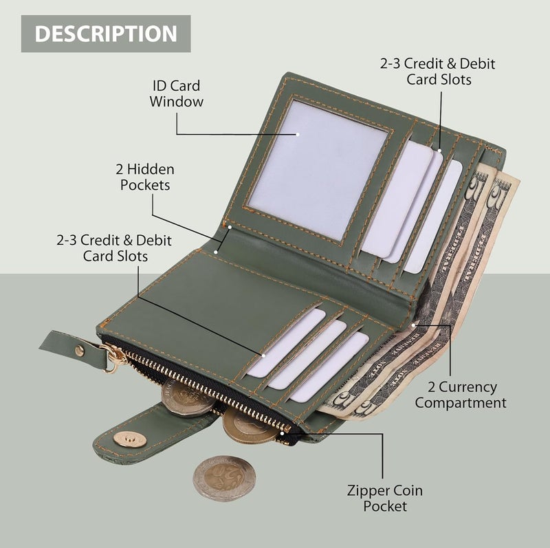 SAMTROH PU Leather Wallet for Women (Olive Green) - Image 3