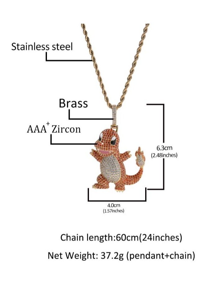 Gem Cartoon Little Fire Dragon Pendant Necklace - Image 3