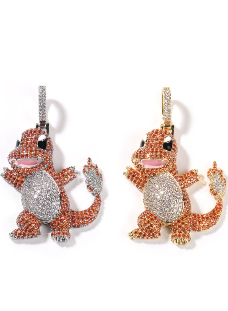 Gem Cartoon Little Fire Dragon Pendant Necklace - Image 4