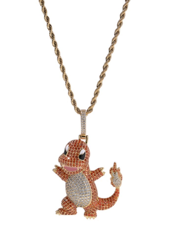 Gem Cartoon Little Fire Dragon Pendant Necklace - Image 5