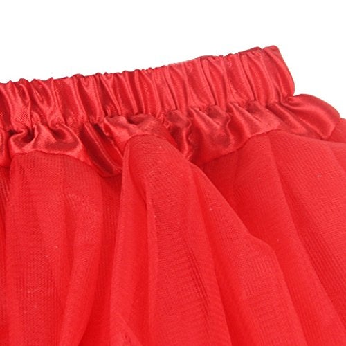 SUNTRADE 3 Layered Tulle Skirt Ballerina Tutu Dance Skirt Girls Women (Red) - Image 4