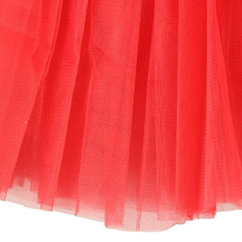 SUNTRADE 3 Layered Tulle Skirt Ballerina Tutu Dance Skirt Girls Women (Red) - Image 3