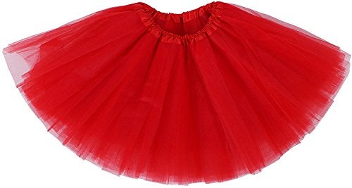 SUNTRADE 3 Layered Tulle Skirt Ballerina Tutu Dance Skirt Girls Women (Red) - Image 1