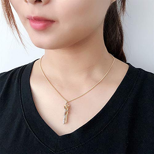 Dtja Love Hug Pendant Necklace for Women Two-Toned Affectionate Couple Hug Valentine's Necklaces Fashion Personalized Statement Jewelry Wedding Birthday Party for Her (Silvery Yellow) - Image 3