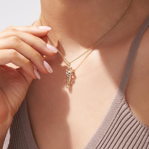 Dtja Love Hug Pendant Necklace for Women Two-Toned Affectionate Couple Hug Valentine's Necklaces Fashion Personalized Statement Jewelry Wedding Birthday Party for Her (Silvery Yellow) - Image 2