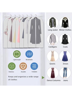 CityRiya-Long Garment Bag Suit Bag 7 Pcs 60*120cm Garment Cover Bag for Hanging Clothes Dress Bag Covers Dustproof Garment Cover Bag Clothes Cover Bags Protector for Closet Storage Coats, Robe, Shirts, Dress  - Image 3
