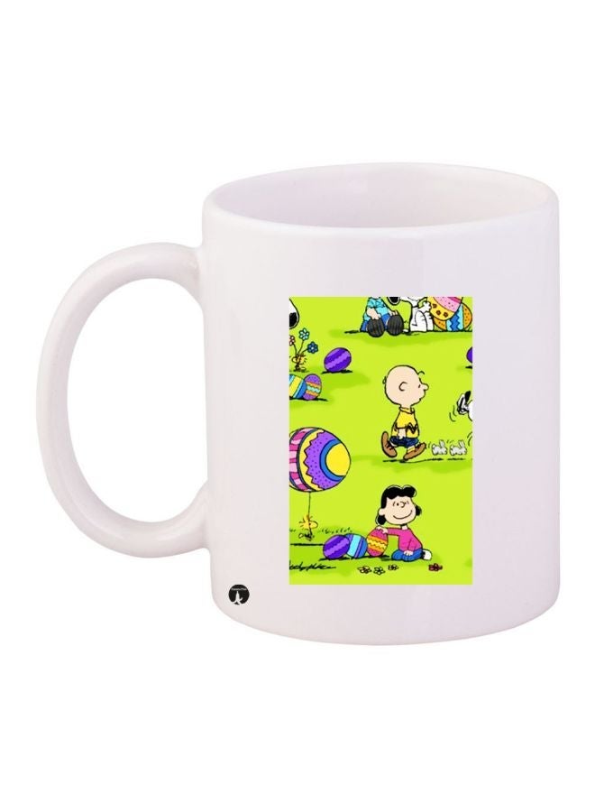 RYN Cartoon Printed Coffee Mug White/Green 11ounce