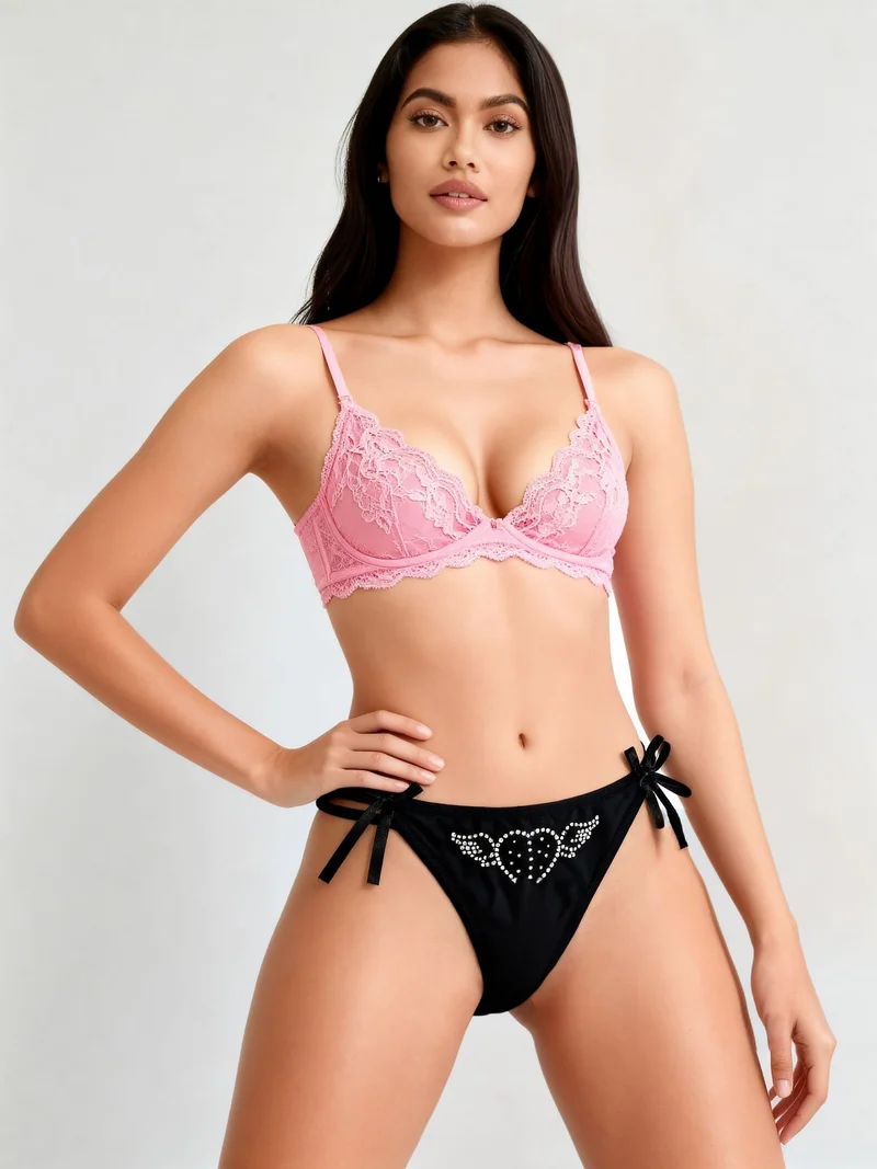 Laceandme Women's Lace Thong Panty – Sexy Low Rise Breathable Comfortable G-String Underwear