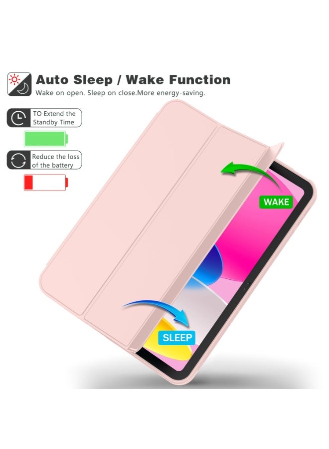 غطاء حالة اللوح لـ HUAWEI MatePad 12X ، التلقائي الاستيقاظ / النوم ، لمسة الجلد المريحة ، غطاء واقي ثلاثي الوقوف النحيف مع الظهر الناعم TPU ، الوردي - Image 2