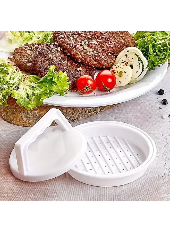 White Plastic Hamburger Patty Maker Press Non Stick Mold Easy To Clean - Image 3