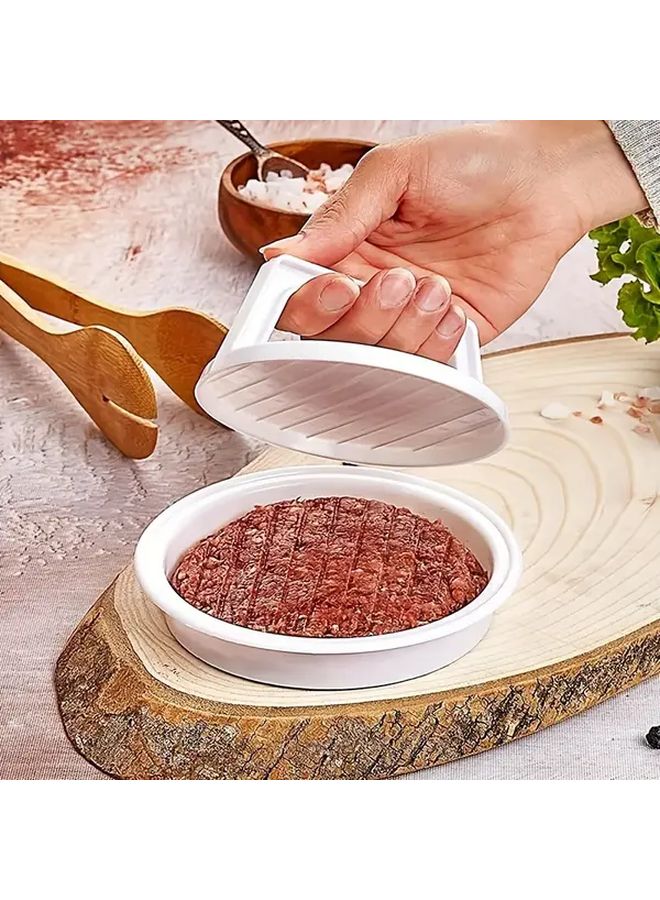 White Plastic Hamburger Patty Maker Press Non Stick Mold Easy To Clean - Image 1
