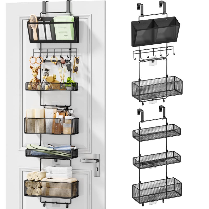 HapiRm Over Door Organizer Hanging 6 Tier Over The Door Storage with Visual Pockets Hooks with 4 Metal Large Capacity Baskets for Bathroom Bedroom Kitchen Pantry Cabinet - Image 2