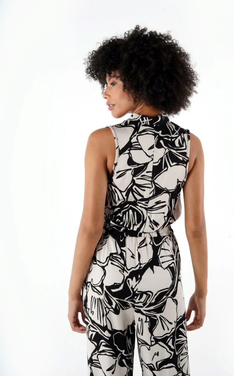 Alexander Gardi Alexandergardi Double Breasted Collar Patterned Sleeveless Jumpsuit (B24-1431 00)