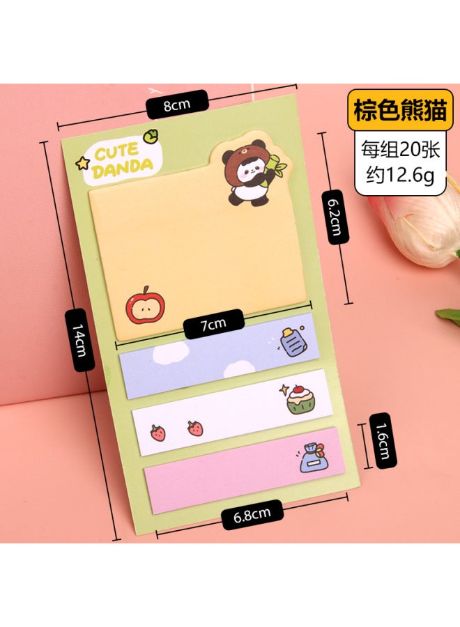 HELPS ملصقات فهرس باندا كرتونية مدمجة للطلاب الإبداعيين ملاحظات لاصقة لطيفة عالية القيمة يمكن لصقها عدة مرات - Image 1