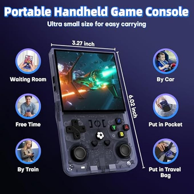 R36 MAX RETRO HANDHELD GAME CONSOLE, VIDEO GAME CONSOLE WITH 64G BUILT-IN 18000+ GAMES, 4000MAH RECHARGEABLE, SUPPORT 30+ SIMULATORS, LINUX SYSTEM, 4.0 INCH IPS SCREEN PORTABLE POCKET ARCADE, GRAY - Image 5